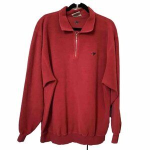 Vintage Fairdinkum Aussie Outfitters Red Terry Cloth Heavyweight Cotton ¼ Zip